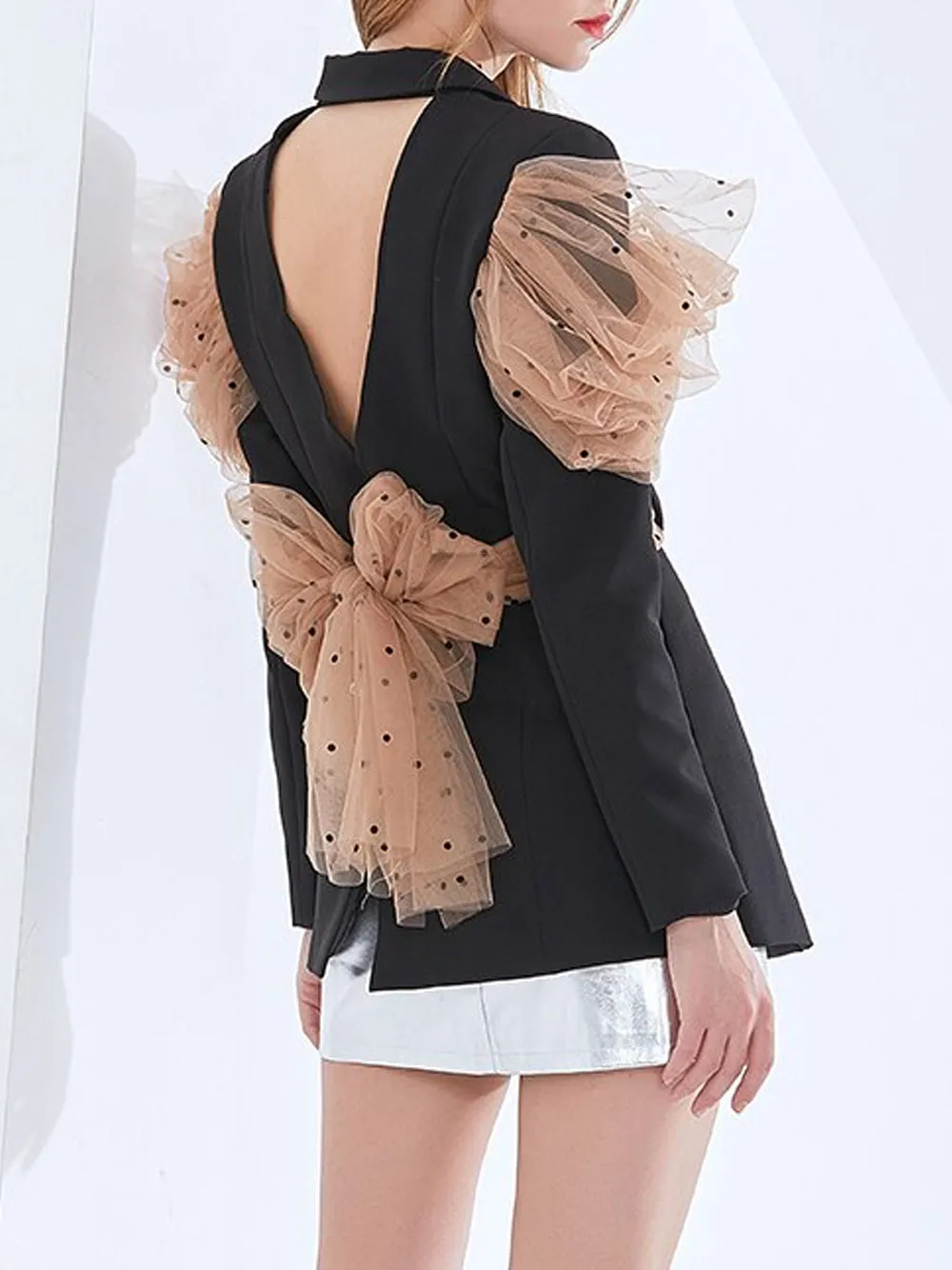 ARCO Blazer w Wrapped Mesh Bow-knot