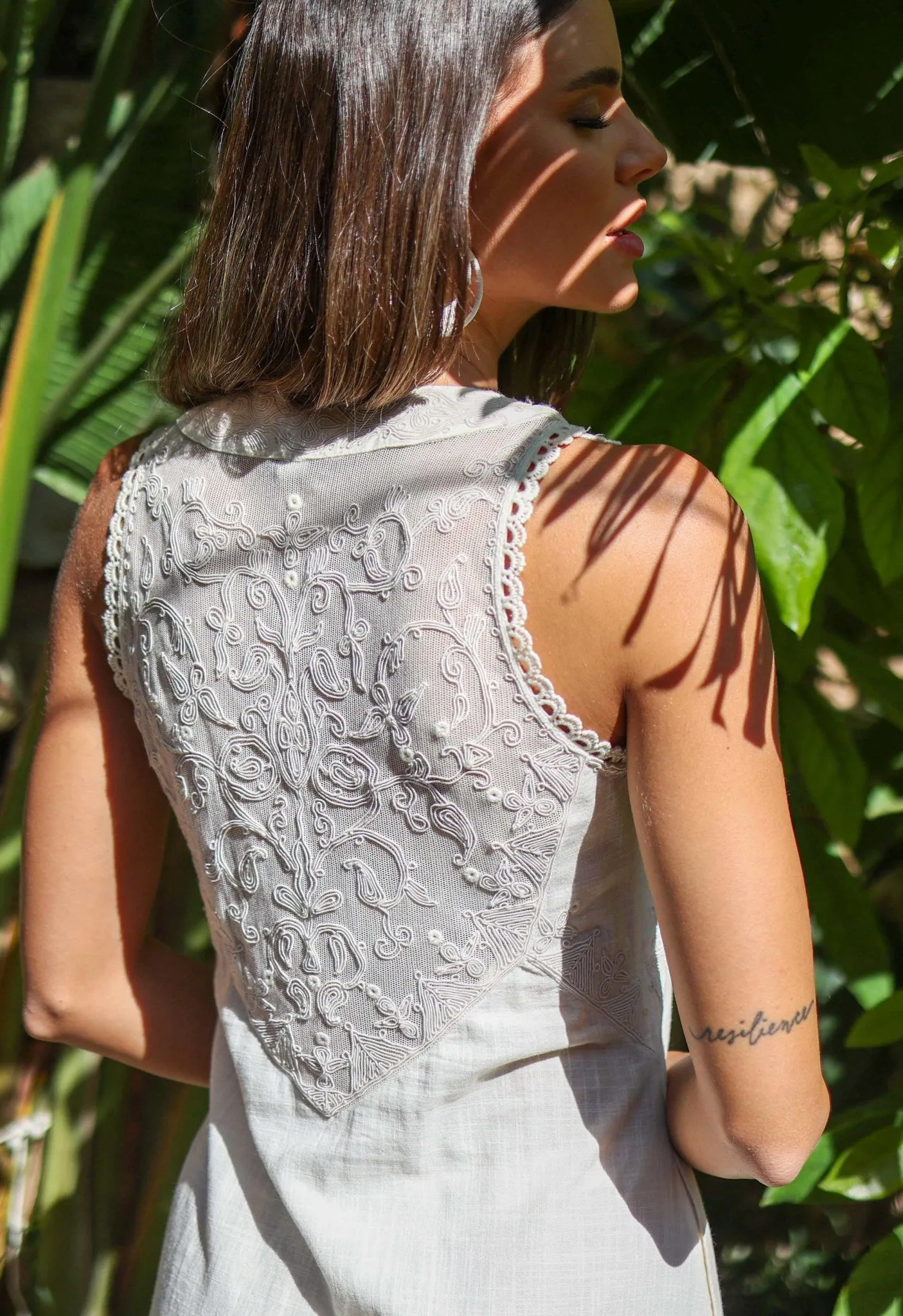 AS IT WAS - THE EMBROIDERED MESH INSERT MIDI DRESS