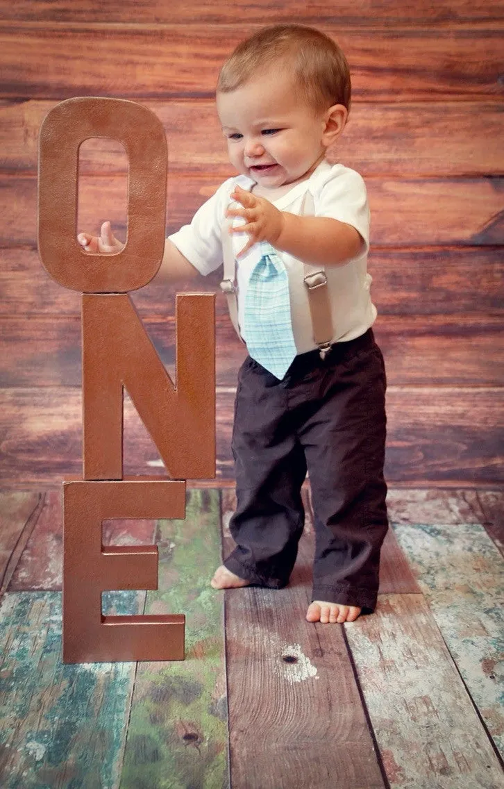 Baby Boy Suspender Outfit - Light Blue Plaid Tie - Tan Suspenders - Baby Boy Clothes - Toddler - Tie Outfit - Baby Ties - Spring - Wedding - Noah's Boytique