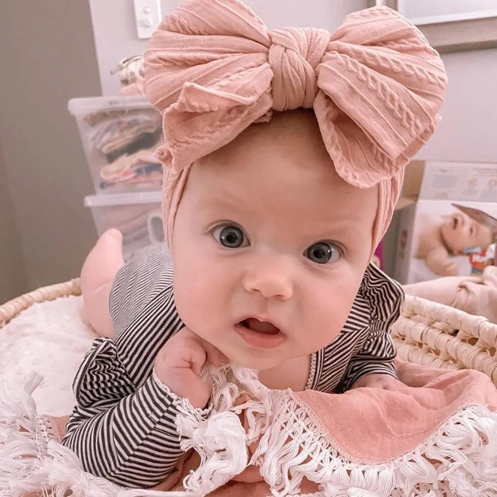 Baby Top Knot Double Bow Headband Ivory