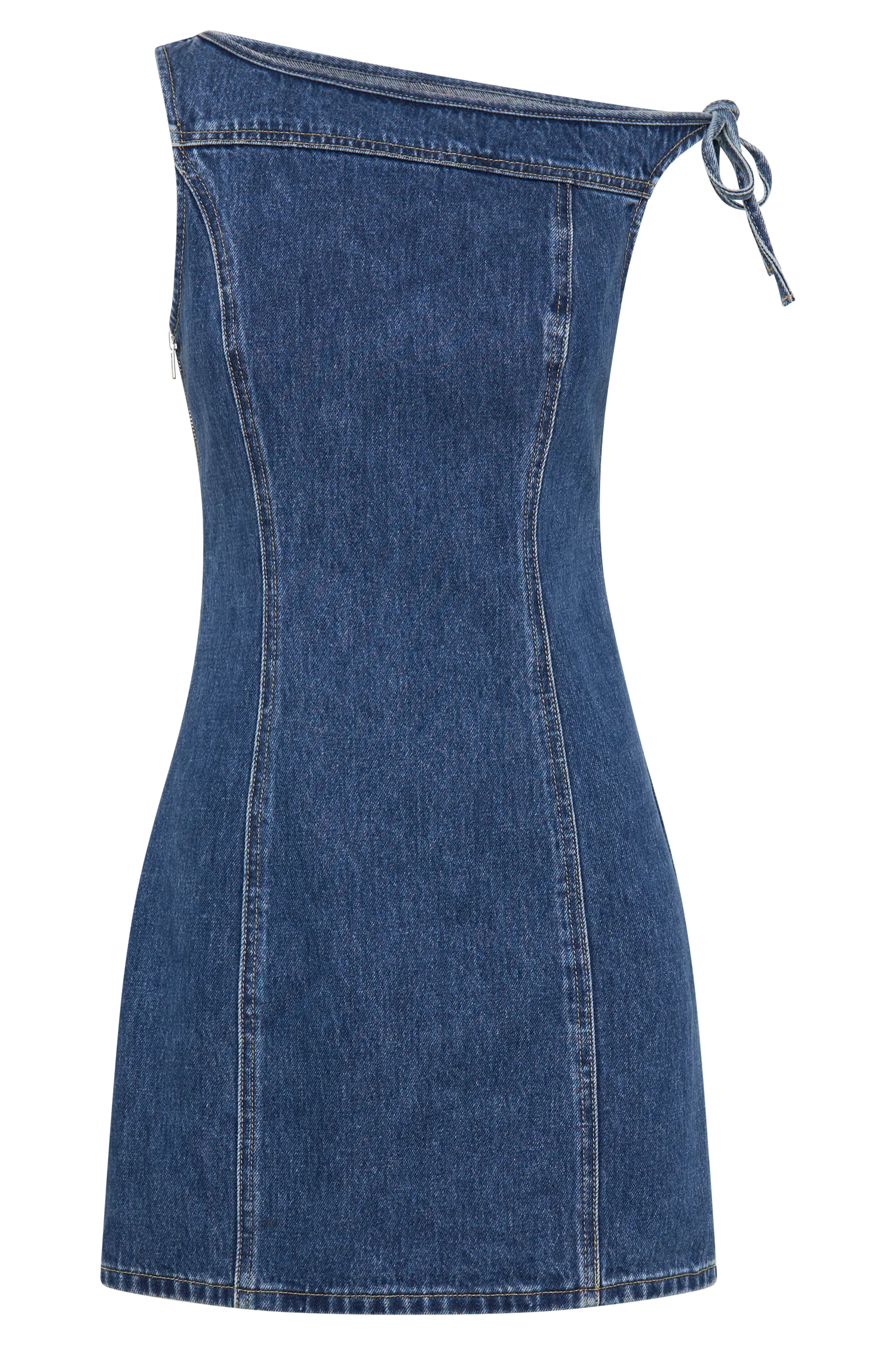 Baker Off Shoulder Denim Mini Dress - Dark Blue