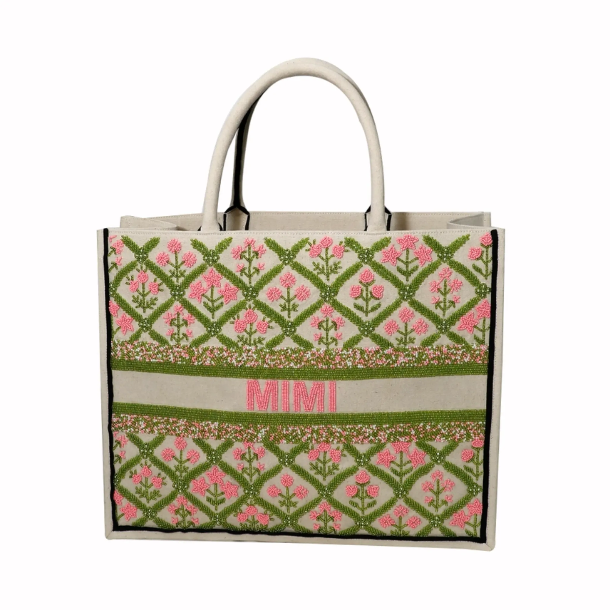 Beaded Floral Trellis Tote