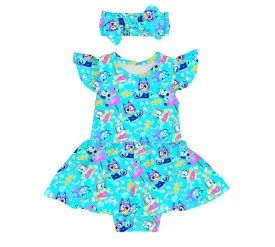 Beautifully Bold Doggie Paddle - Twirl Skirt Bodysuit