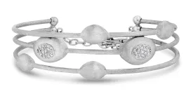 Beauvince Pulse Satin Diamond Bangle (0.25 ct Diamonds) in White Gold