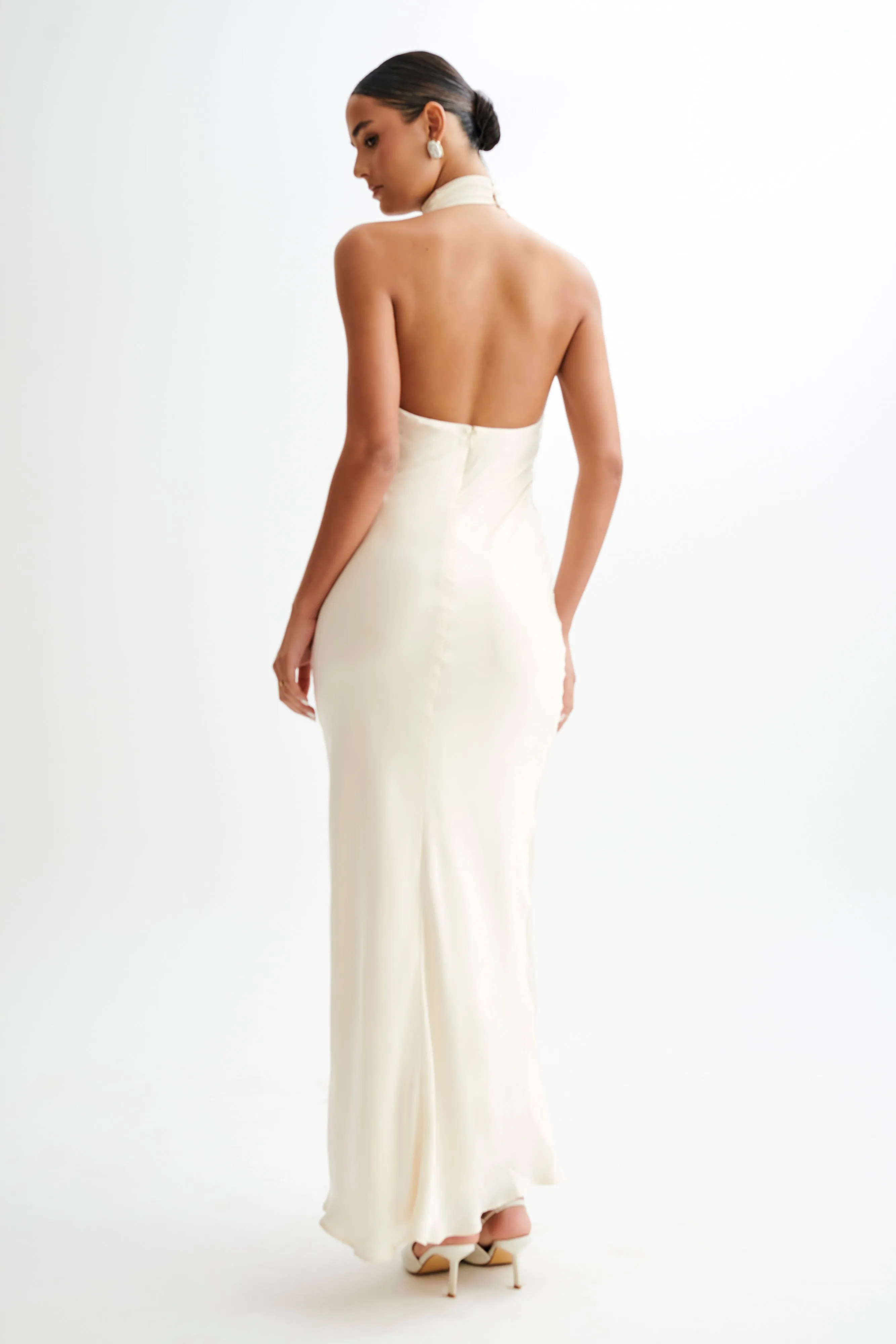 Belladonna Satin Halter Maxi Dress - Ivory