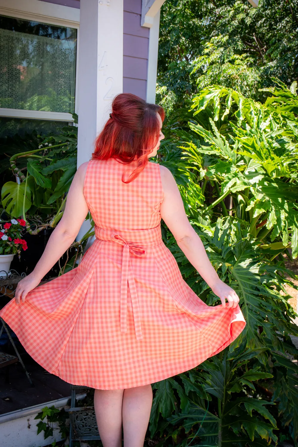 Betty Lou Dress - Peach Tonal Gingham