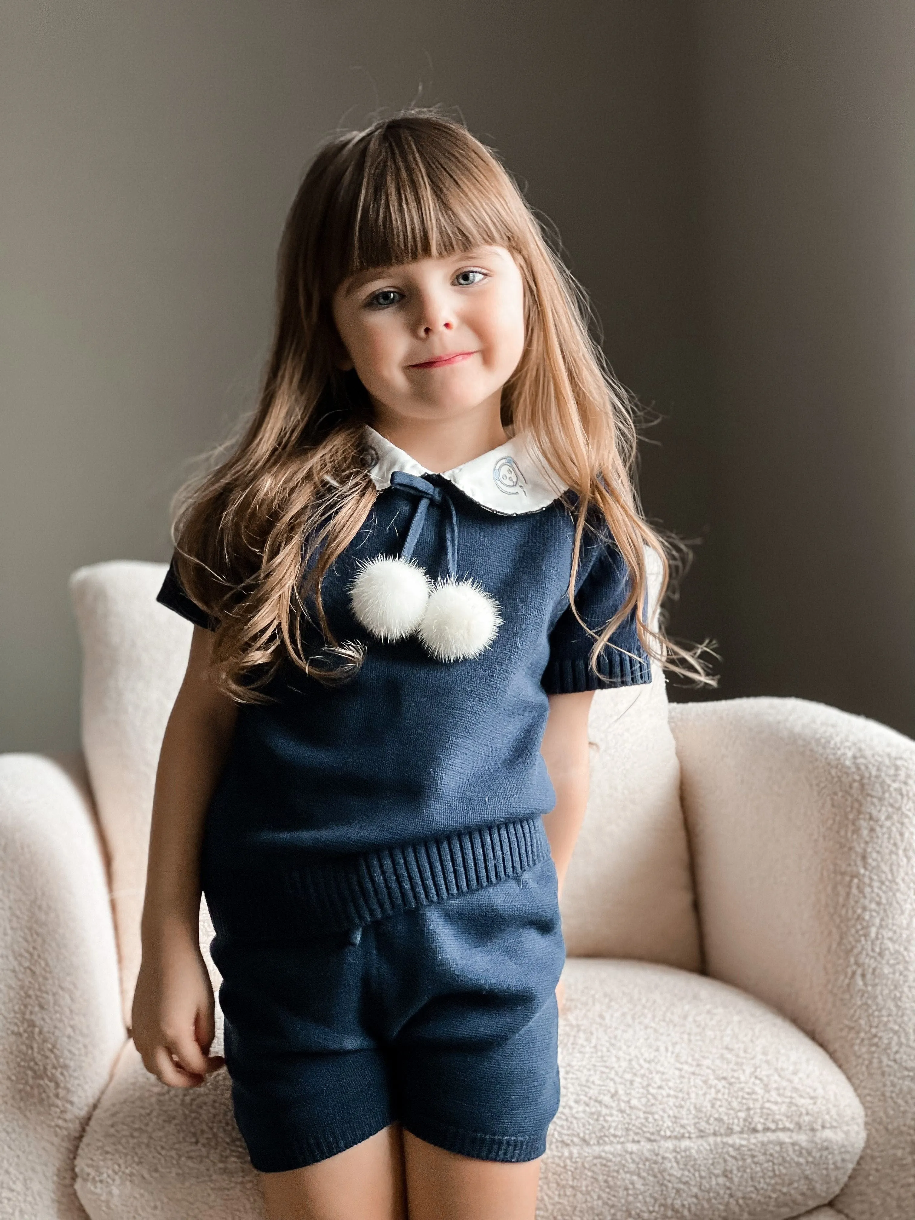 Billie Navy Knit Top and Shorts Set