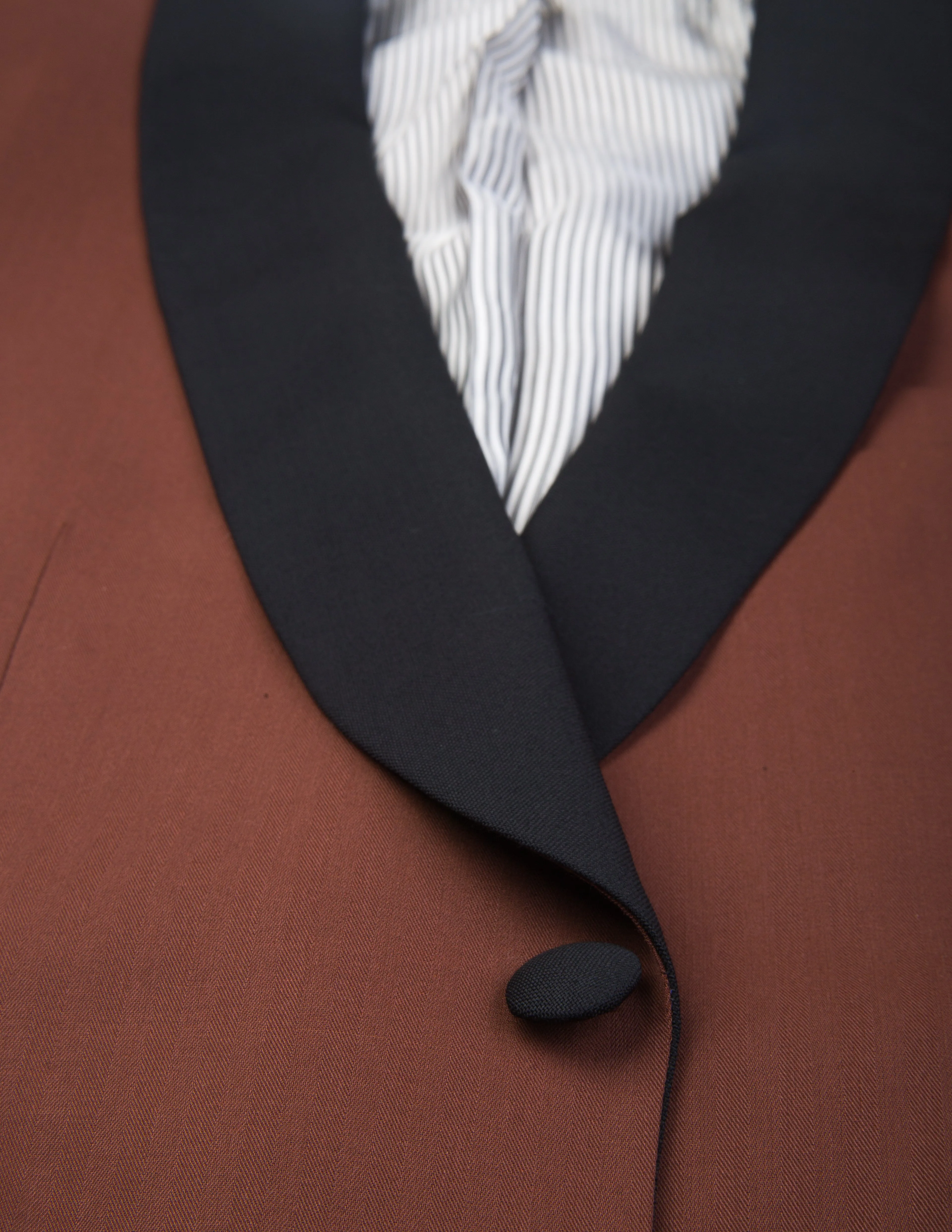 BKT50 Shawl Collar Dinner Jacket in Herringbone Wool/Cotton - Brick