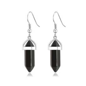 Black Onyx Gemstone Drop Earrings