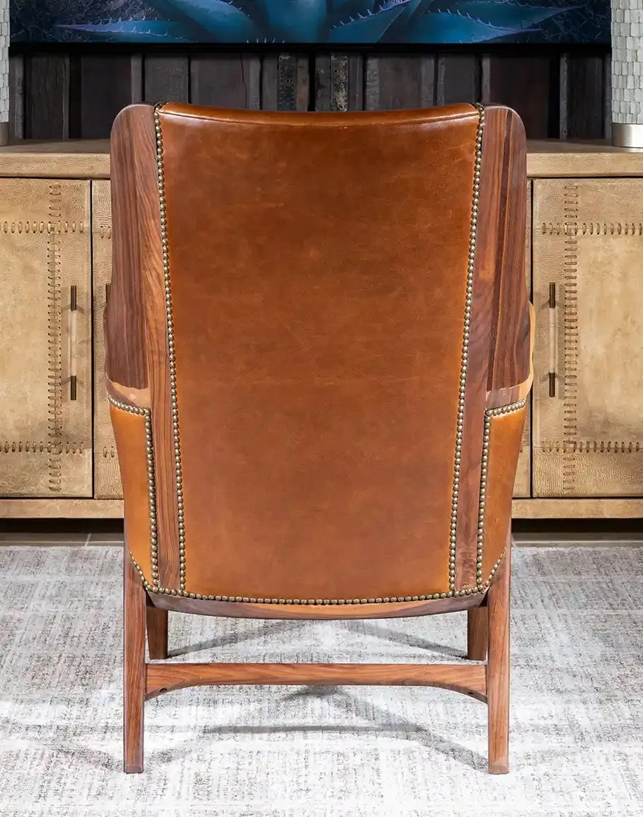 Black Walnut Leather Western Contemporary Chair