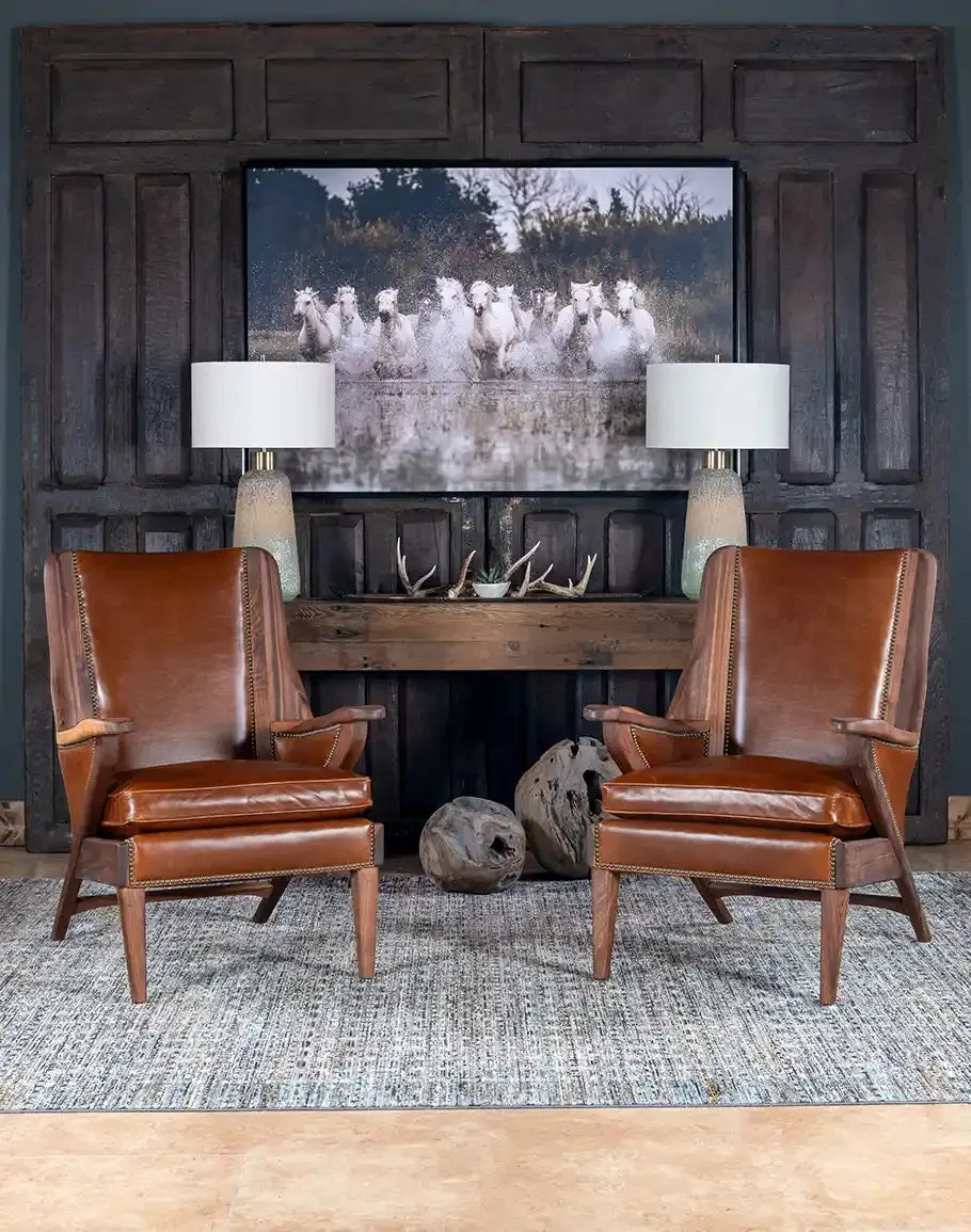 Black Walnut Leather Western Contemporary Chair