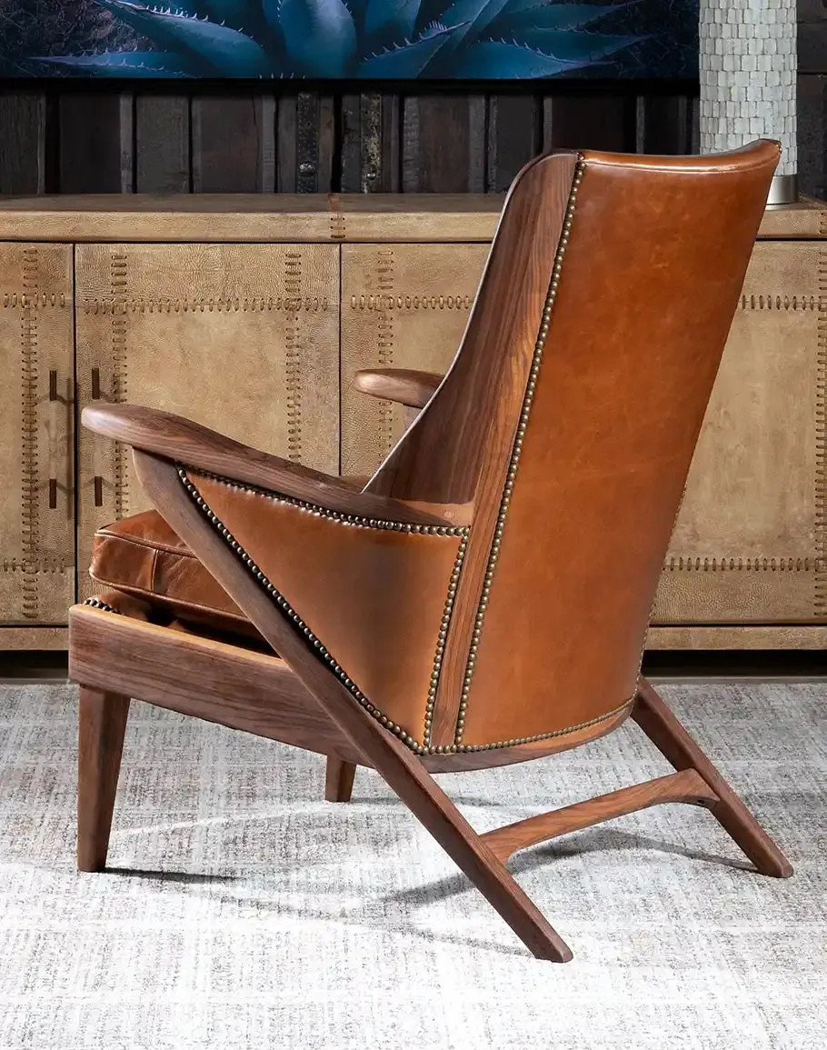 Black Walnut Leather Western Contemporary Chair