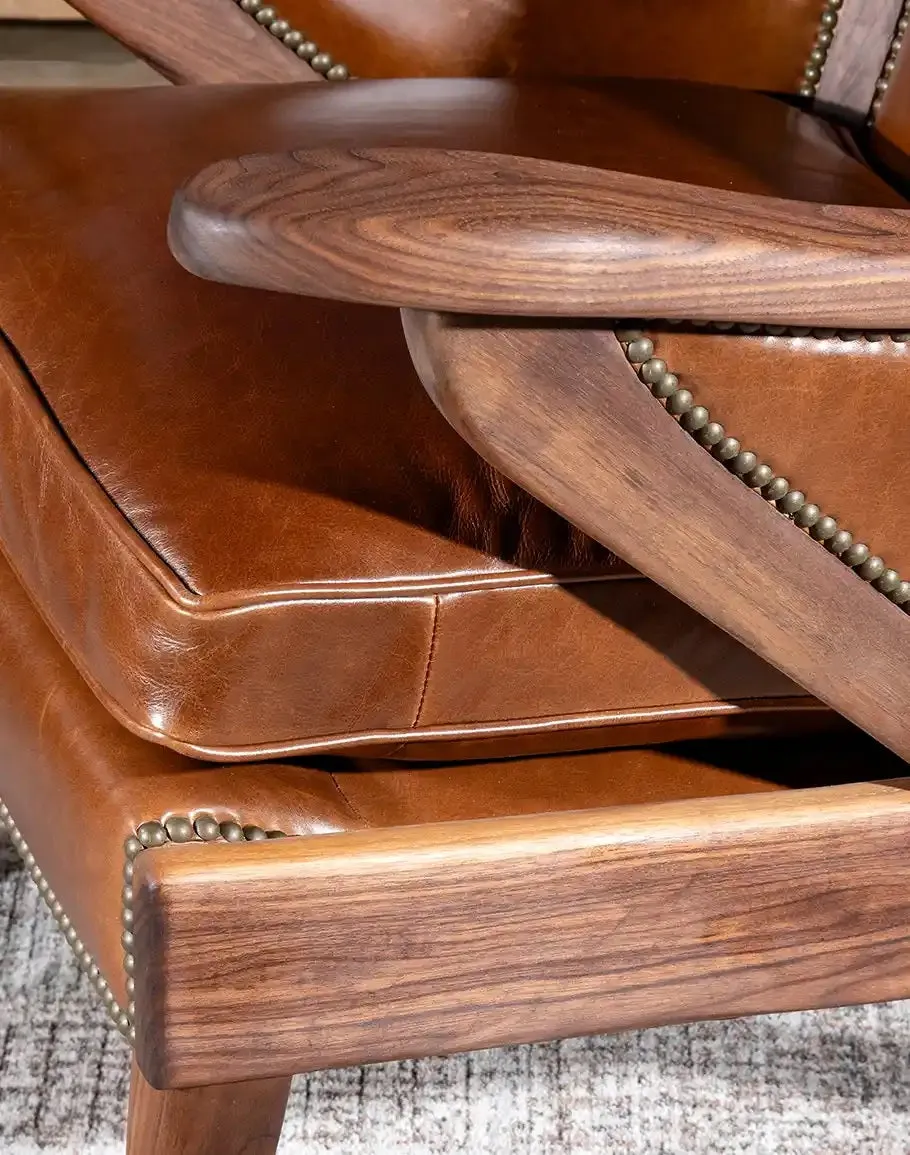 Black Walnut Leather Western Contemporary Chair