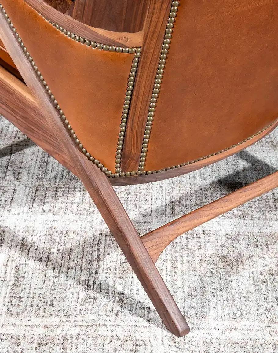 Black Walnut Leather Western Contemporary Chair