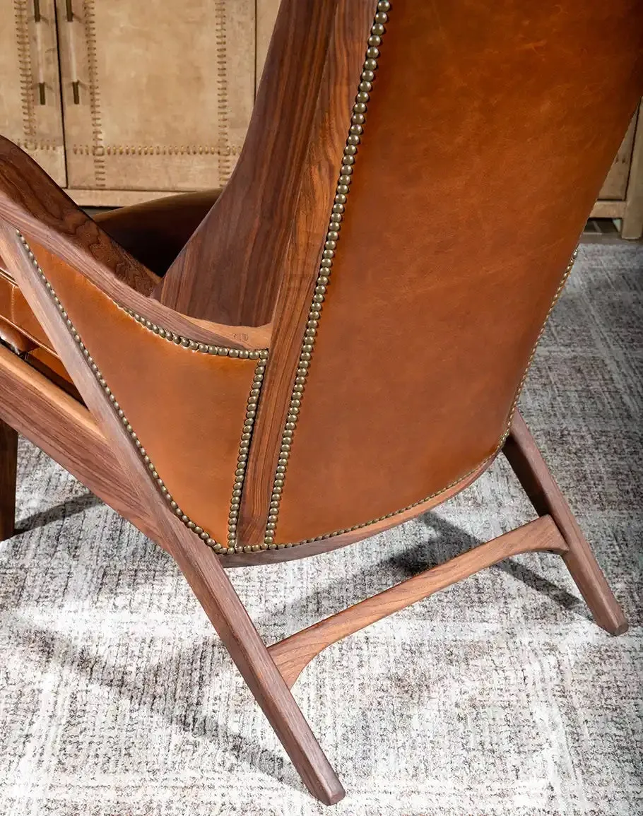 Black Walnut Leather Western Contemporary Chair