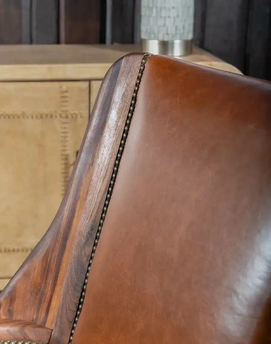 Black Walnut Leather Western Contemporary Chair