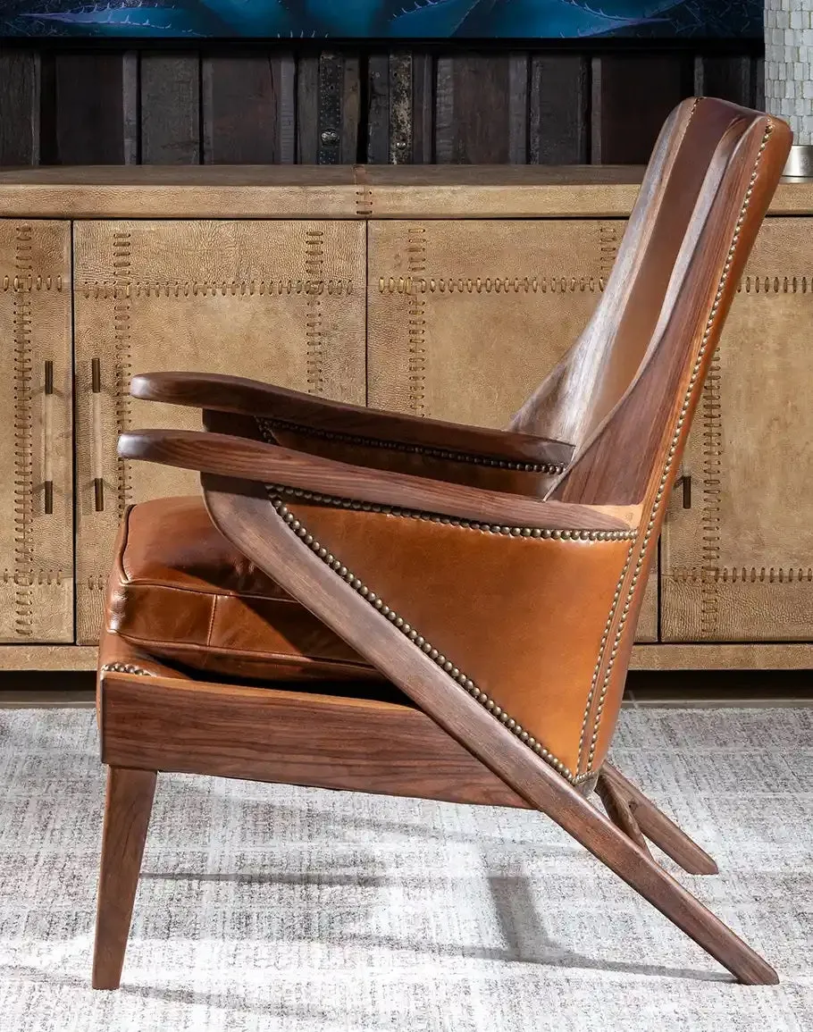 Black Walnut Leather Western Contemporary Chair