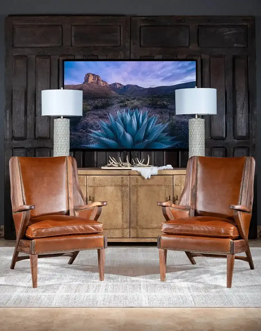 Black Walnut Leather Western Contemporary Chair