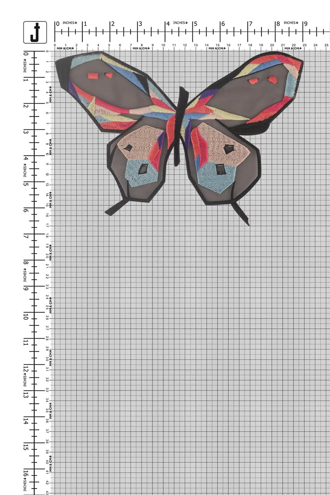 Black with Multicolour Colourful Butterfly Embroidered Patch