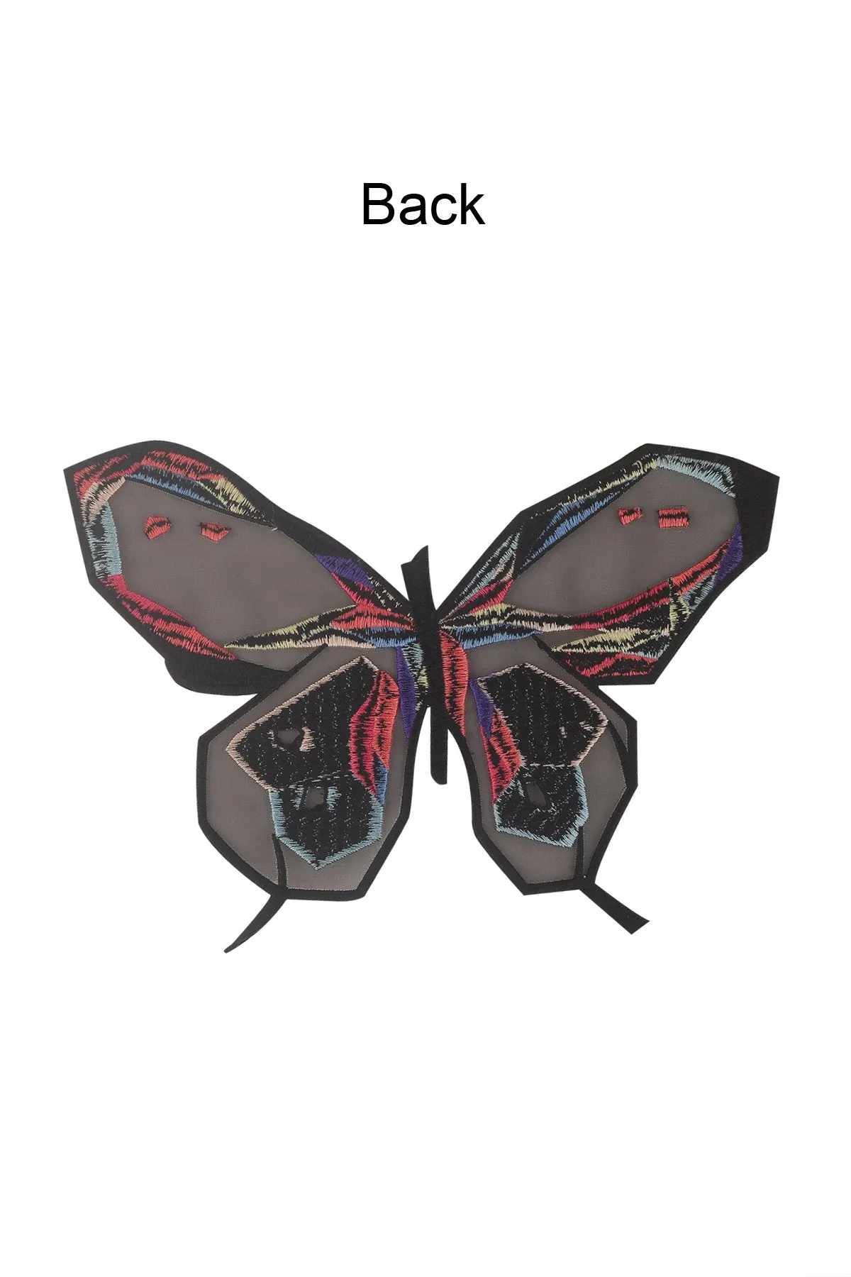 Black with Multicolour Colourful Butterfly Embroidered Patch