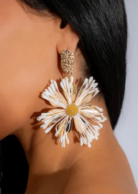 Blossom Flame Drop Earrings White