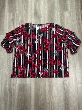 Blouse 3/4 Sleeve By Investments In Black & Red, Size: Xl