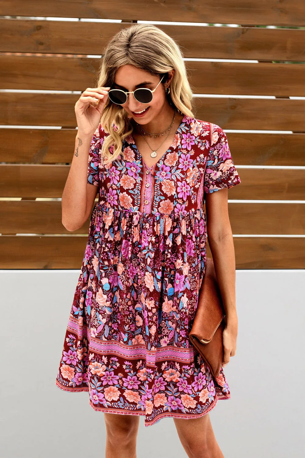 Bohemian Printed Short Sleeve Dress