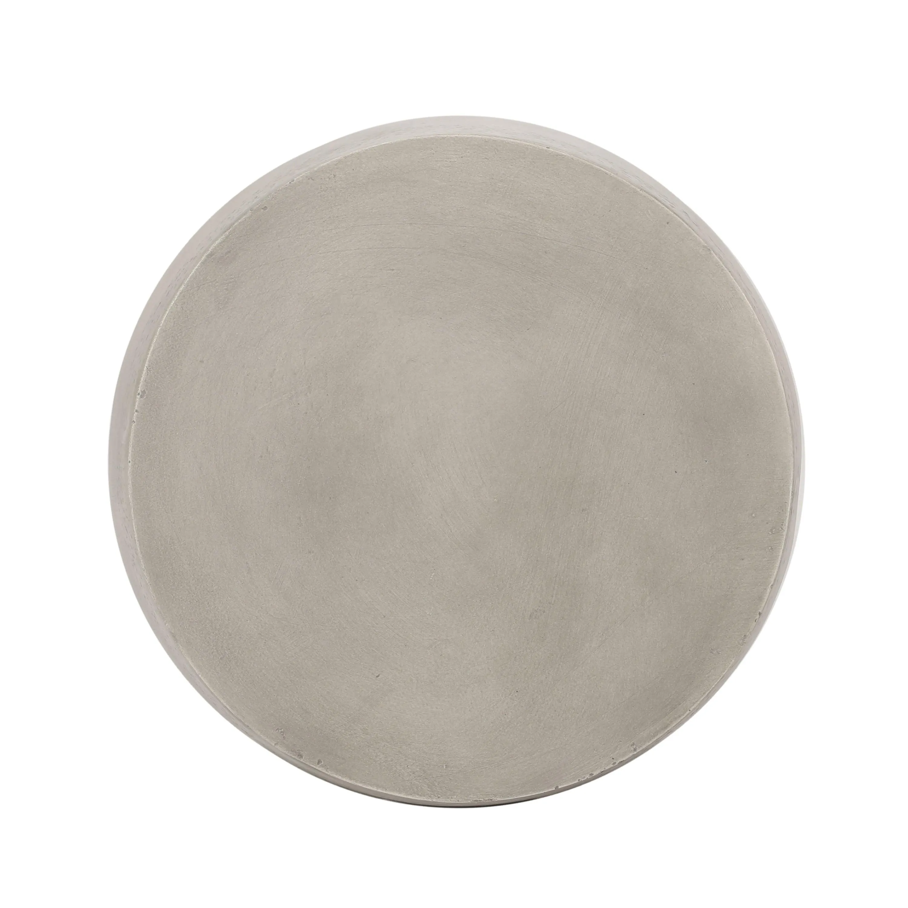 Boho Light Gray Drum Shape Accent Table