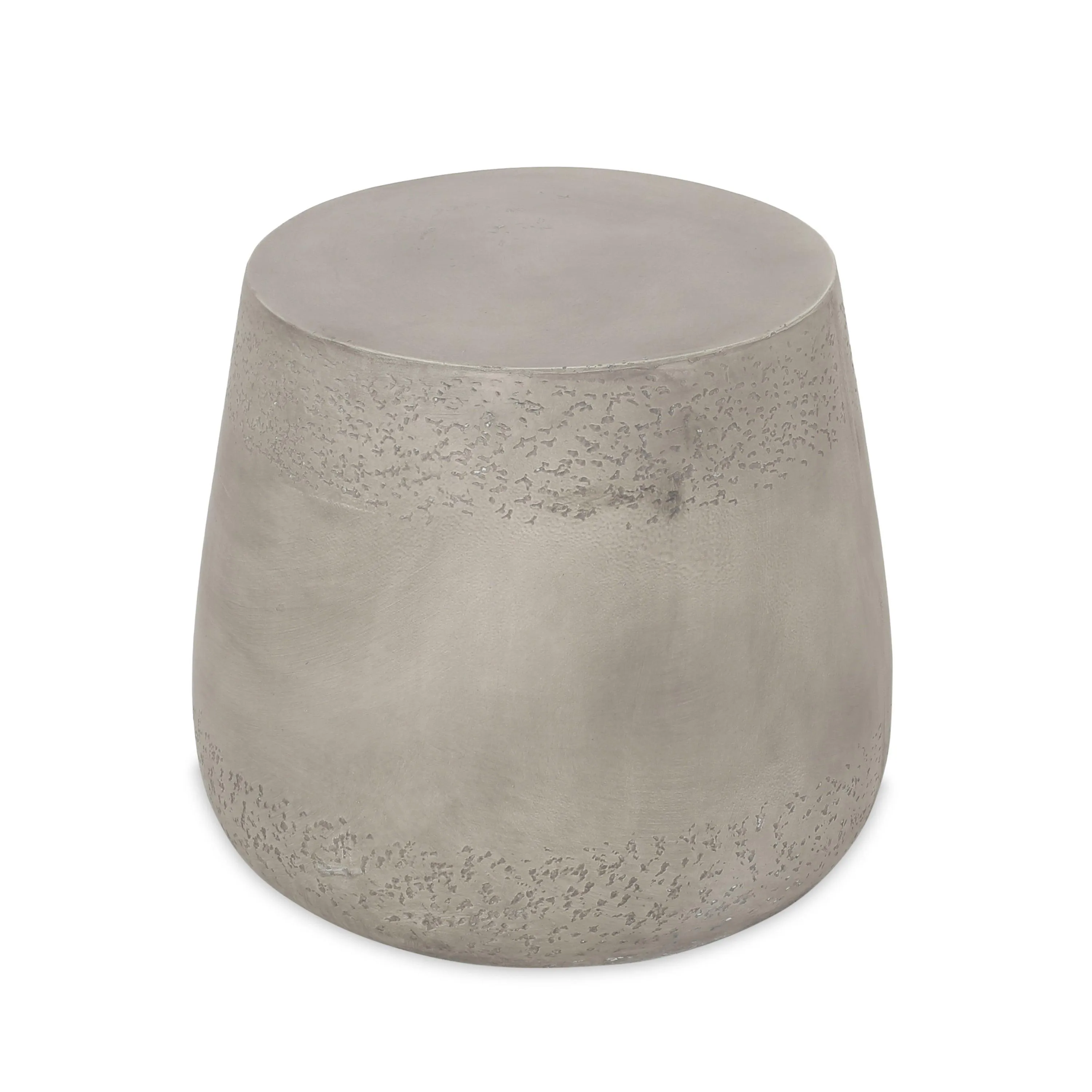 Boho Light Gray Drum Shape Accent Table