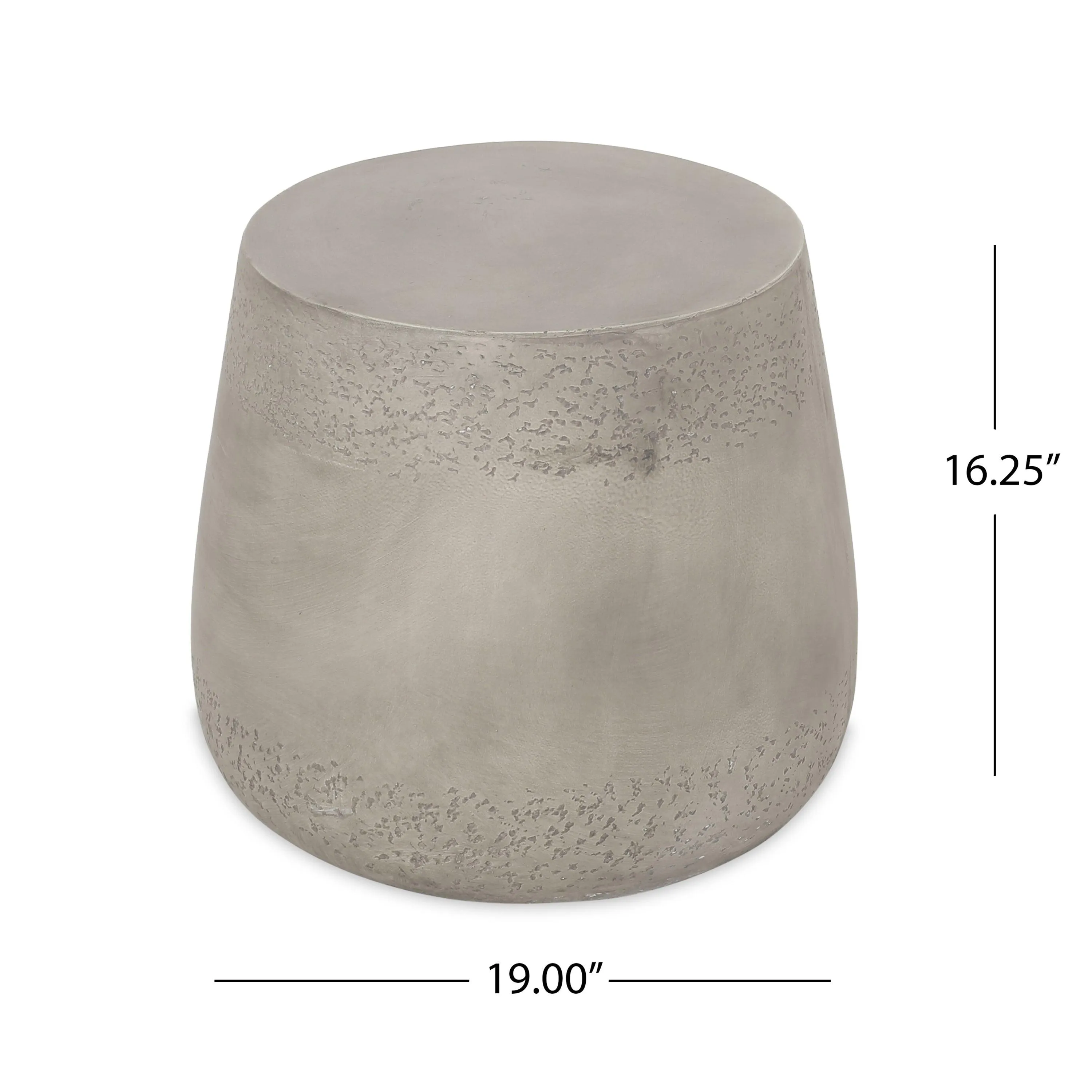 Boho Light Gray Drum Shape Accent Table