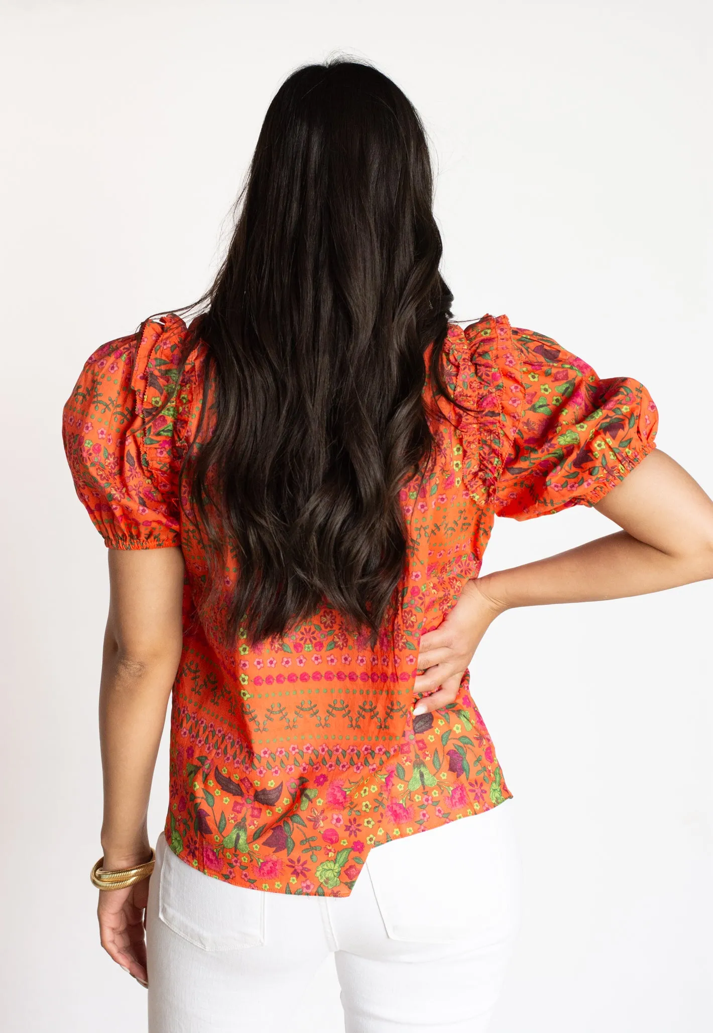 Bold Touch Orange Printed Blouse