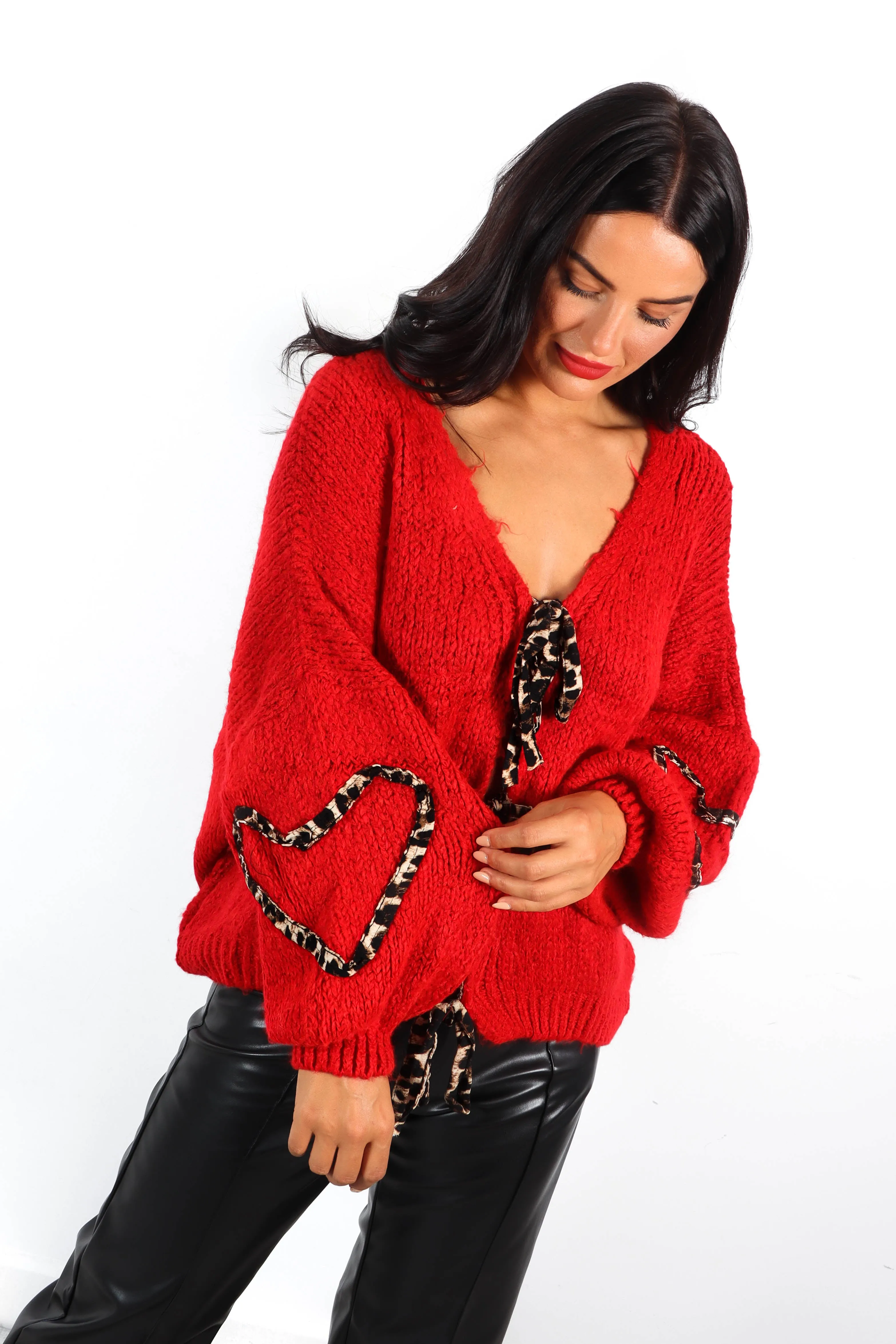 Bow Wild - Red Leopard Bow Reversible Knitted Jumper