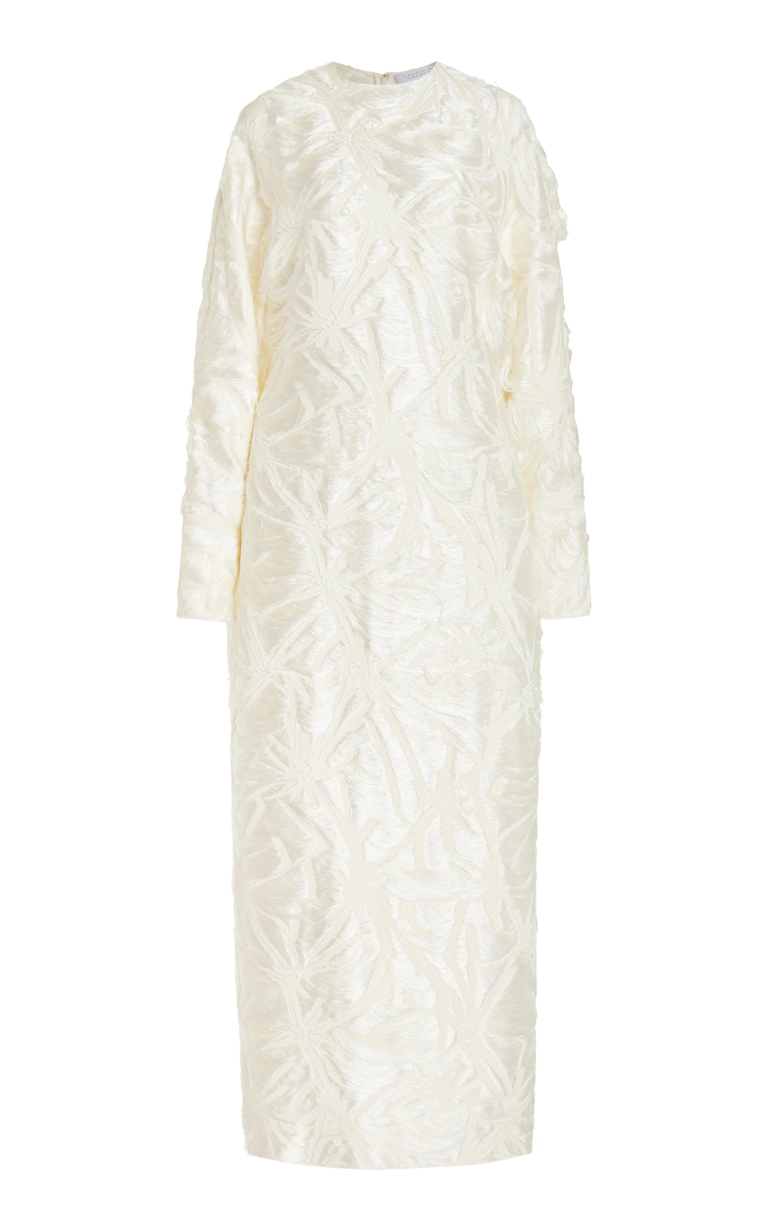 Brighting Dress in Ivory Silk Virgin Wool Jacquard