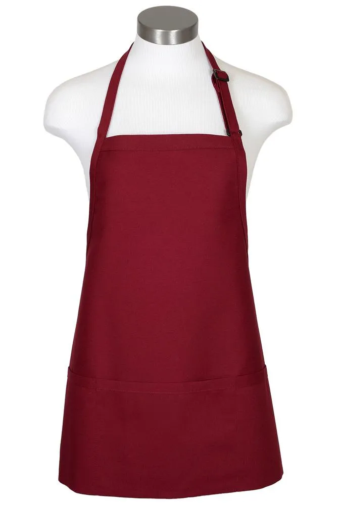 Burgundy Bib Adjustable Apron (3 Pockets)