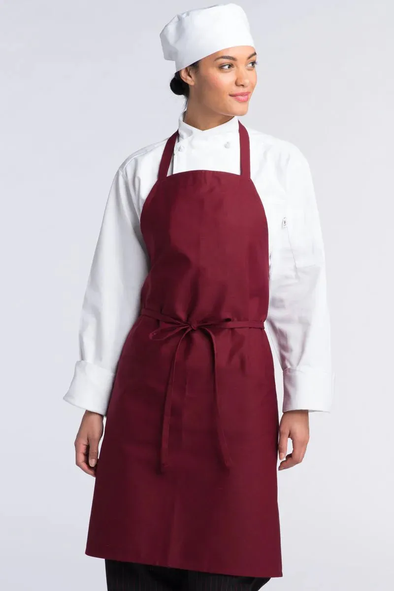 Burgundy Bib Apron (No Pockets)