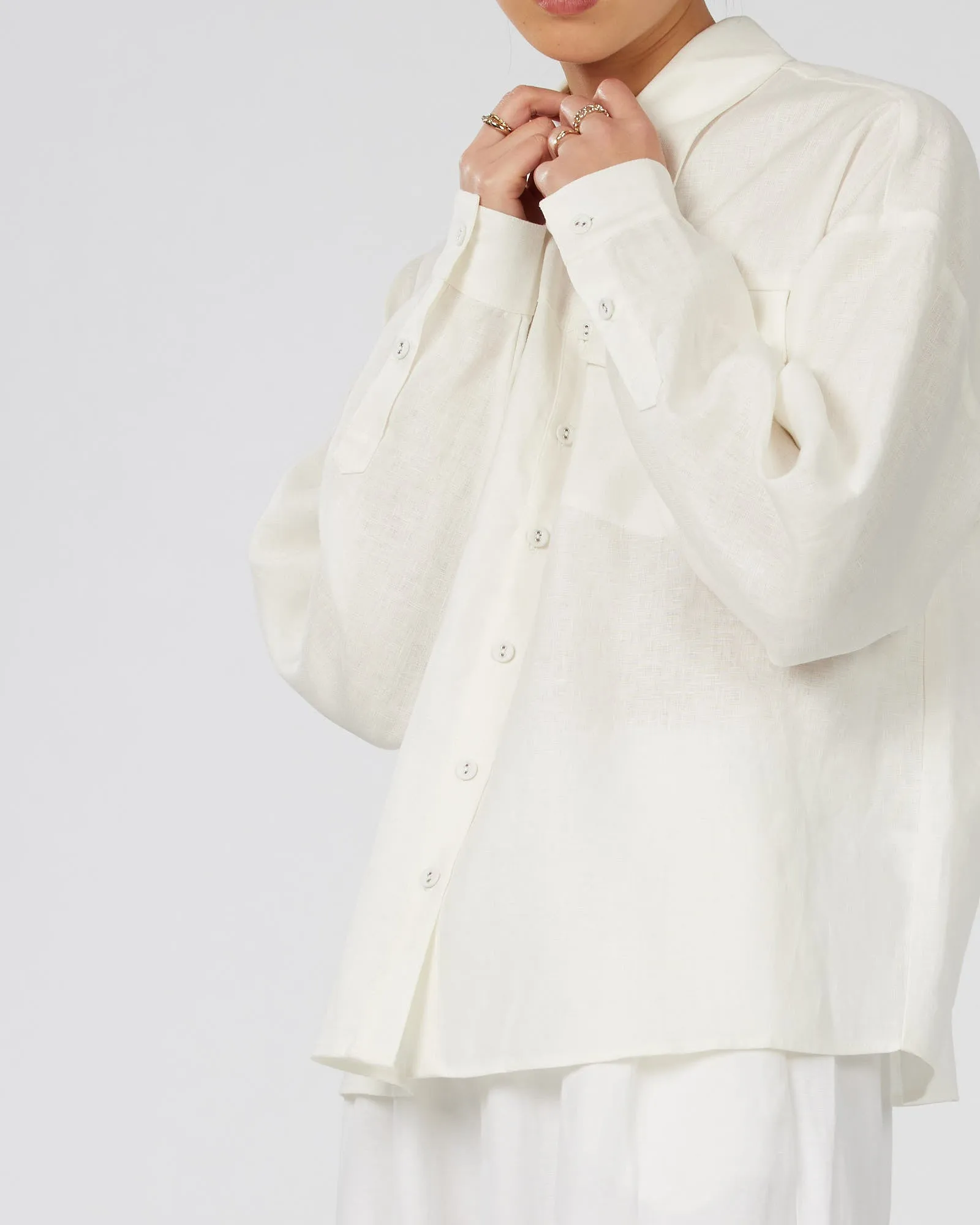 Byron Linen Overshirt - White