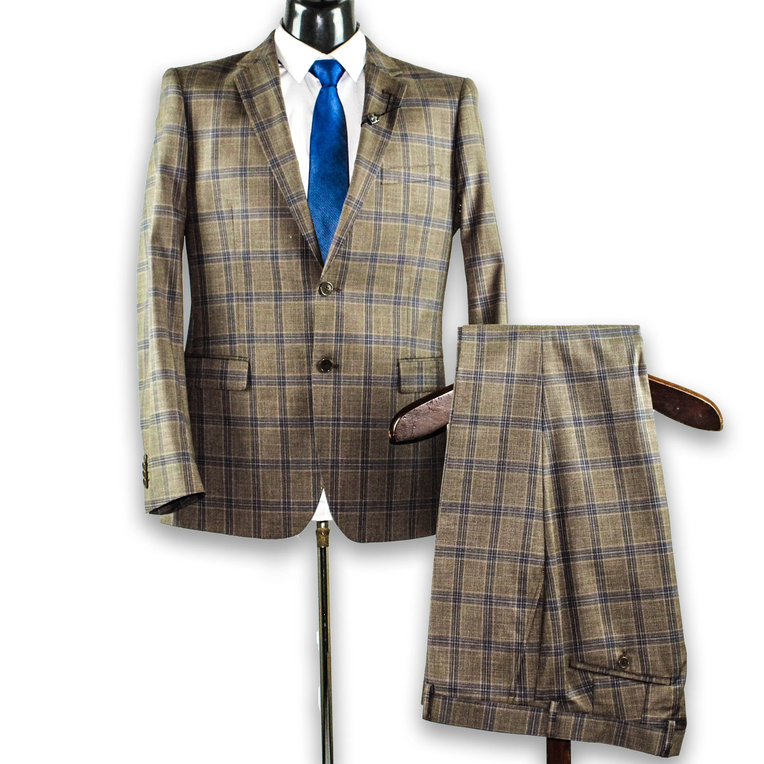 Carducci Taupe Slim Fit Check Suit