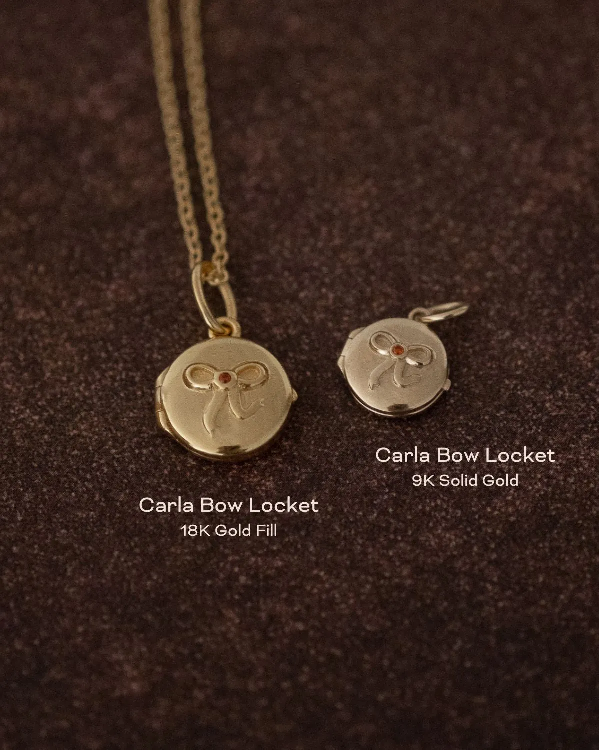 Carla Bow Engravable Locket Pendant - 9k Solid Gold