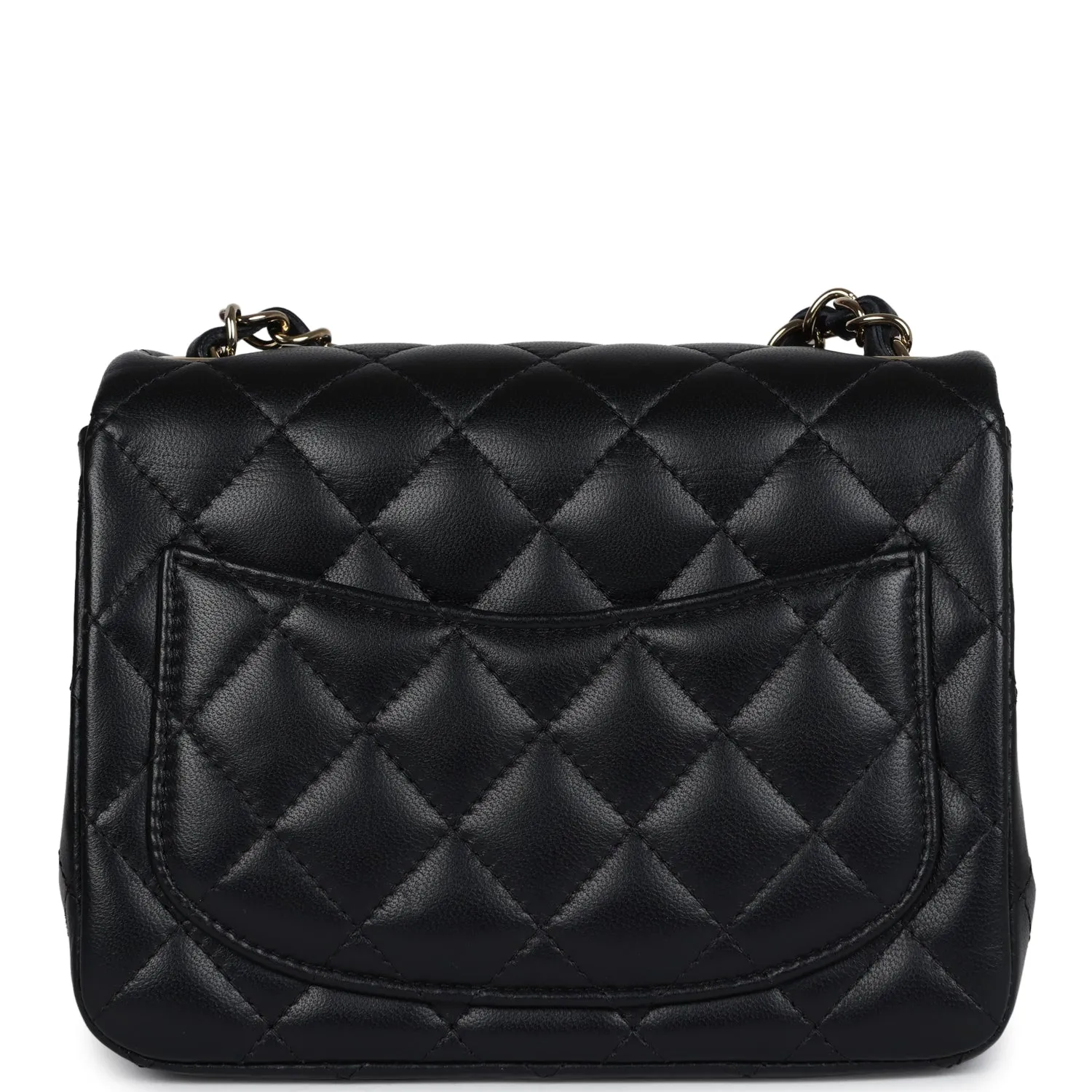 Chanel Mini Classic Square Flap Bag Black Lambskin Light Gold Hardware