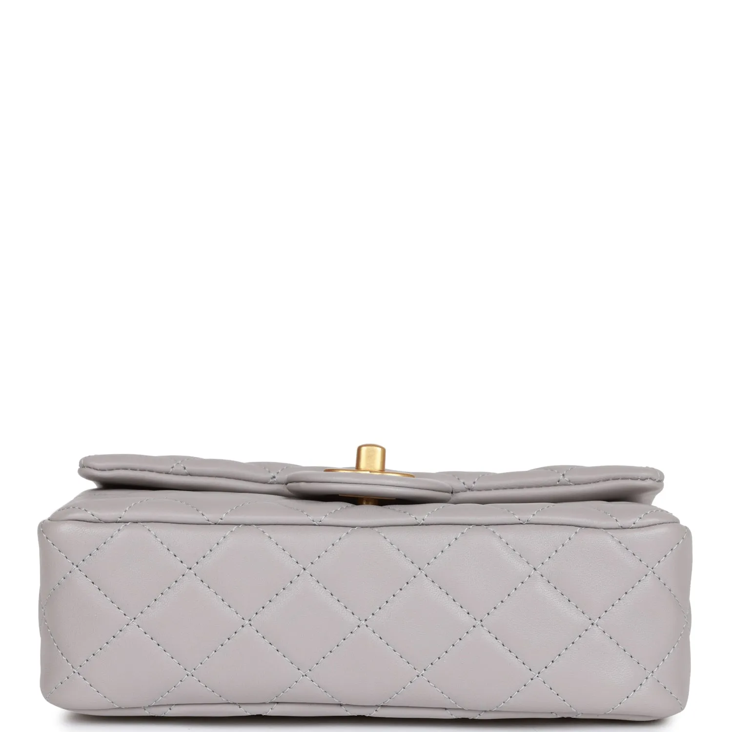 Chanel Pearl Crush Mini Rectangular Flap Bag Light Grey Lambskin Antique Gold Hardware