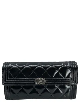 Chanel Quilted Glazed Aged Calfskin Long Boy Flap Wallet