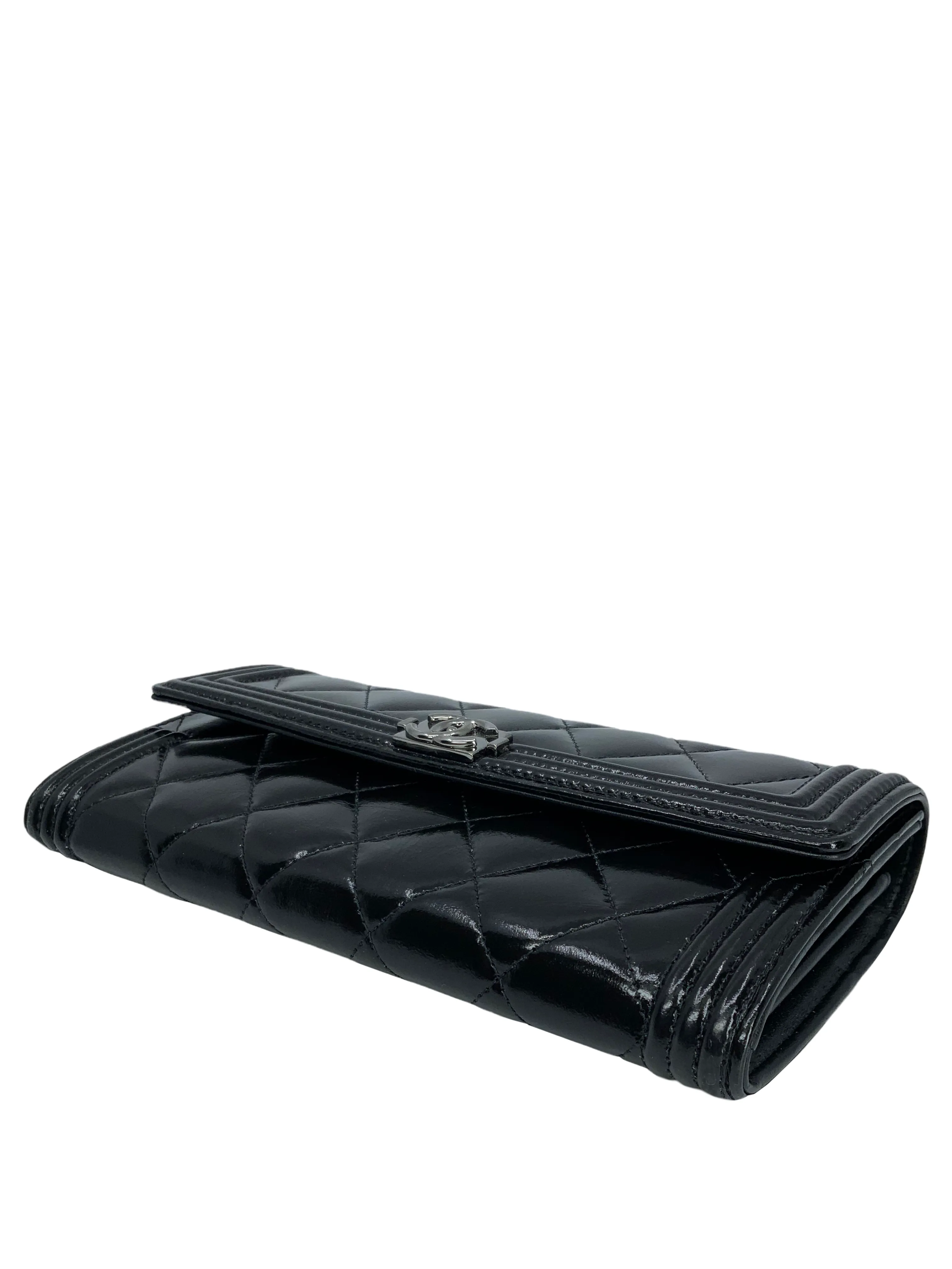 Chanel Quilted Glazed Aged Calfskin Long Boy Flap Wallet