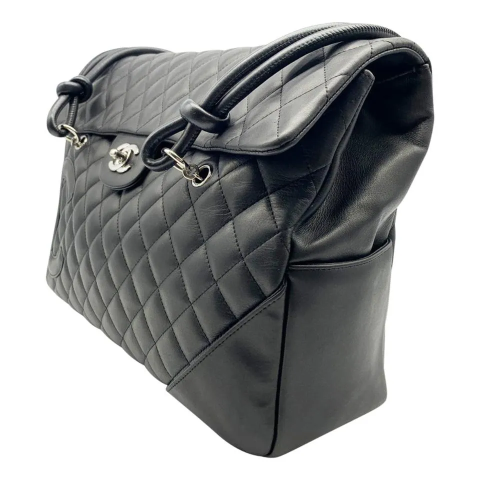 Chanel Tote Cambon Quilted Ligne Large Flap Black Leather Shoulder Bag