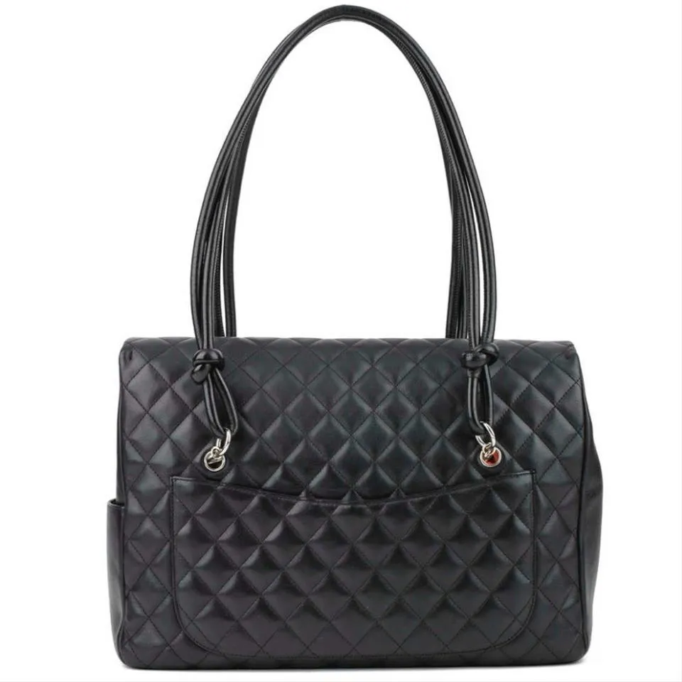 Chanel Tote Cambon Quilted Ligne Large Flap Black Leather Shoulder Bag