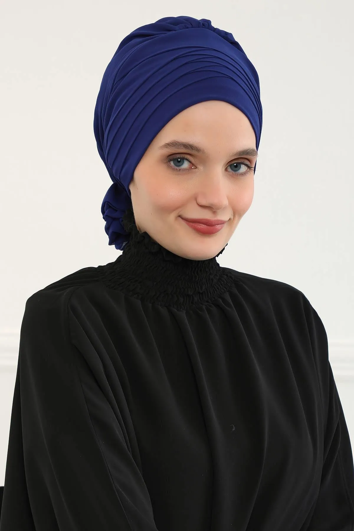 Chiffon Instant Turban with Cross-Stitch Tie Detail, Fashionable Adjustable Pre-Tied Headscarf Head Covering for Effortless Style,HT-30