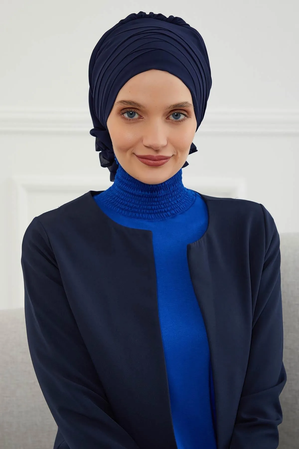 Chiffon Instant Turban with Cross-Stitch Tie Detail, Fashionable Adjustable Pre-Tied Headscarf Head Covering for Effortless Style,HT-30