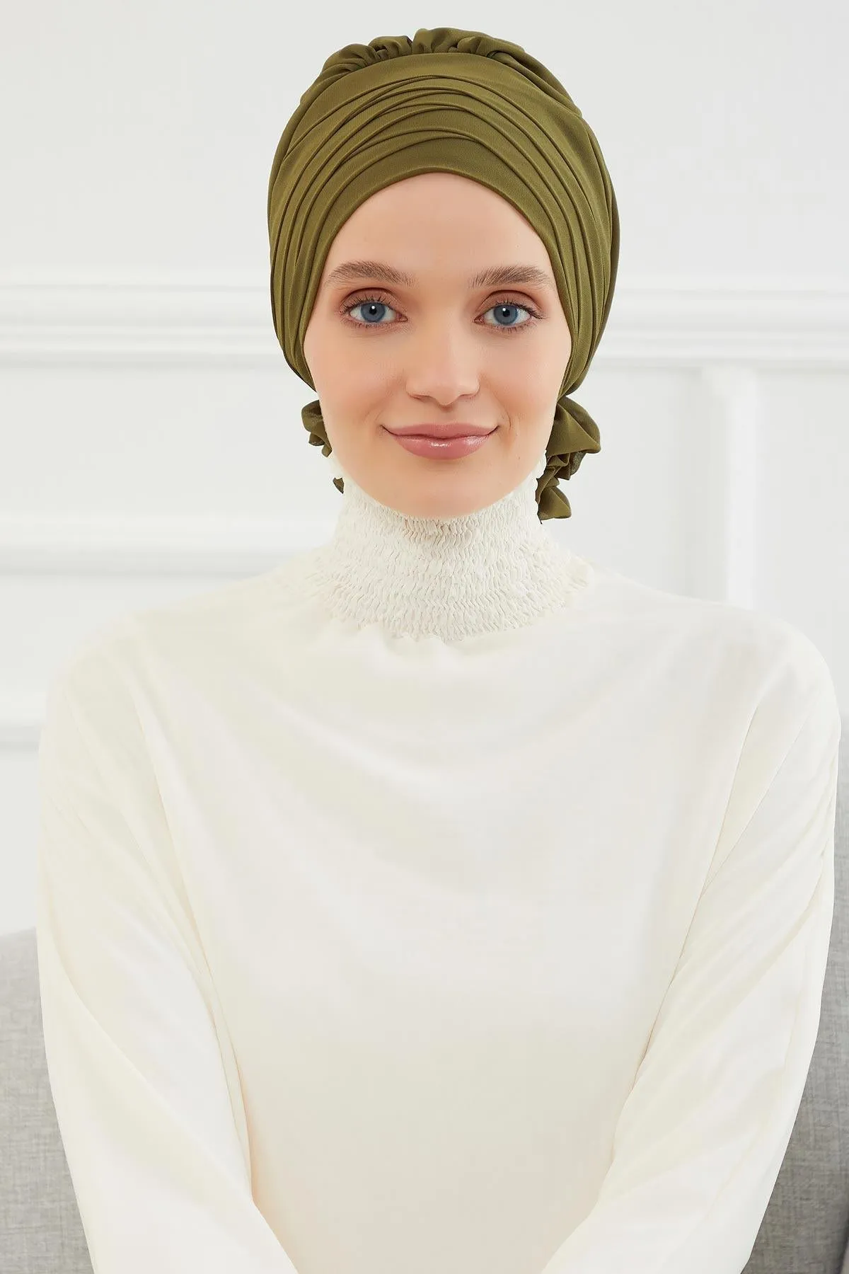 Chiffon Instant Turban with Cross-Stitch Tie Detail, Fashionable Adjustable Pre-Tied Headscarf Head Covering for Effortless Style,HT-30