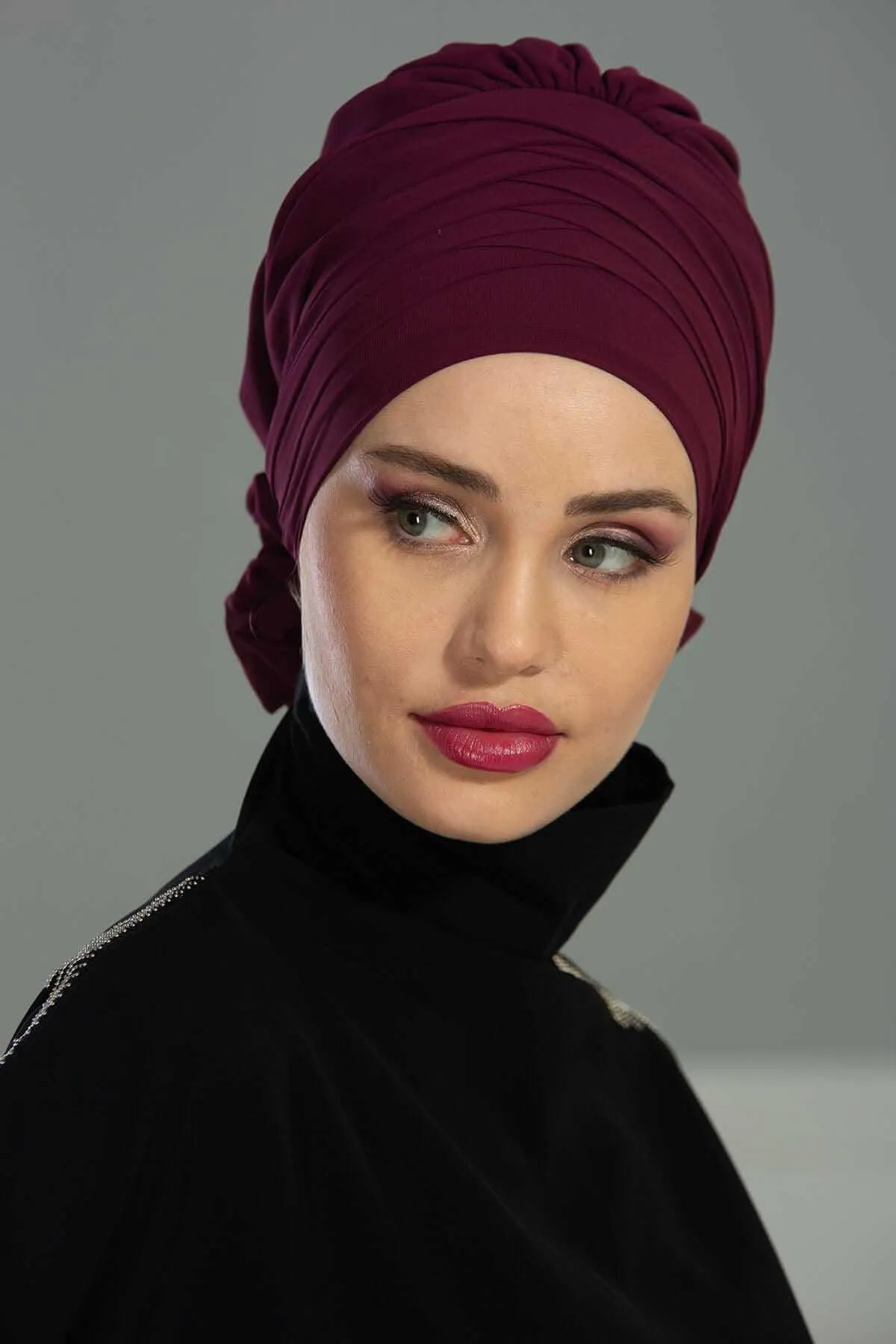 Chiffon Instant Turban with Cross-Stitch Tie Detail, Fashionable Adjustable Pre-Tied Headscarf Head Covering for Effortless Style,HT-30