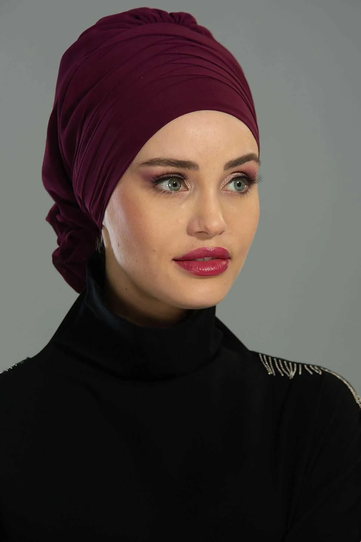 Chiffon Instant Turban with Cross-Stitch Tie Detail, Fashionable Adjustable Pre-Tied Headscarf Head Covering for Effortless Style,HT-30