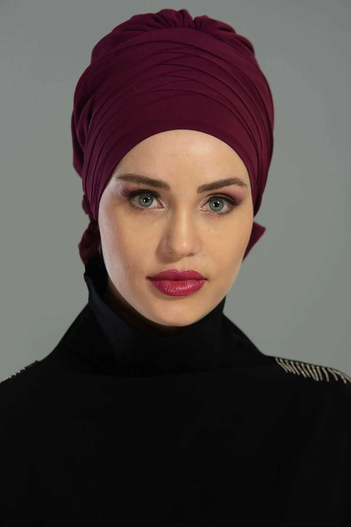 Chiffon Instant Turban with Cross-Stitch Tie Detail, Fashionable Adjustable Pre-Tied Headscarf Head Covering for Effortless Style,HT-30